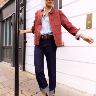 BAUKJEN Denim Relaxed Utility Jacket Red
