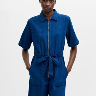 Chambray Denim Zip-Up Playsuit Mid Wash Chambray Blue