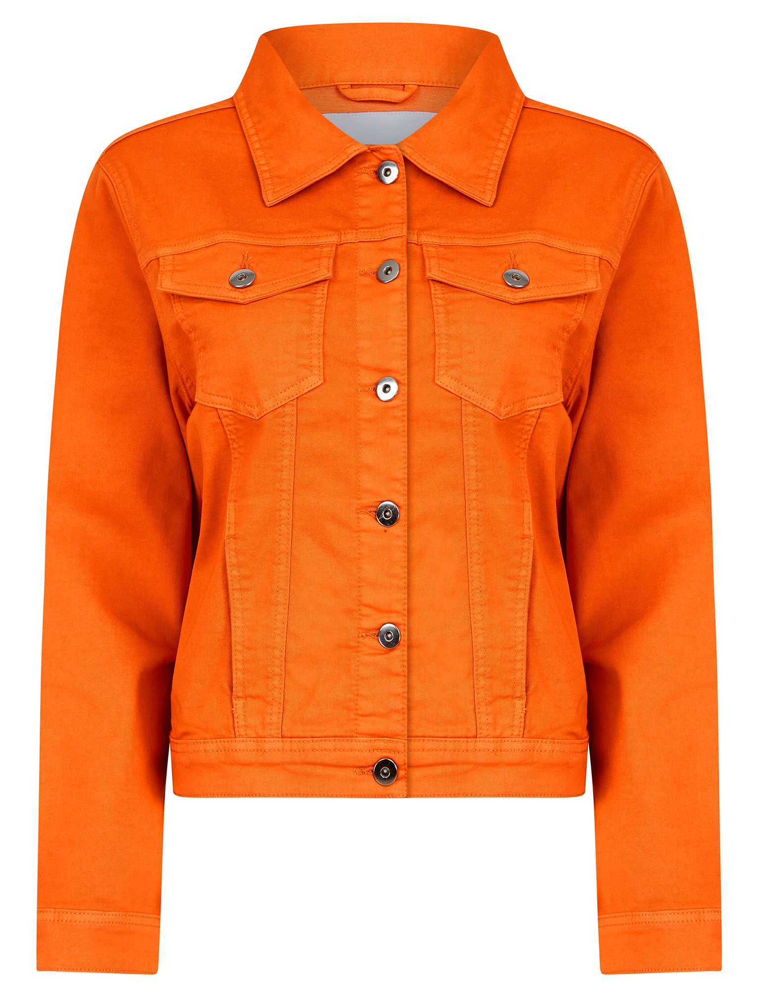 Coats / Jackets Feather Women's Stretch Cotton Denim Jacket in Celosia Orange - Amara Reya / 10 - Tokyo Laundry