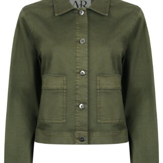 Coats / Jackets Reformer Women's Stretch Cotton Button Fasten Denim Jacket with Patch Pockets in Grape Leaf - Amara Reya / 12 - Tokyo Laundry