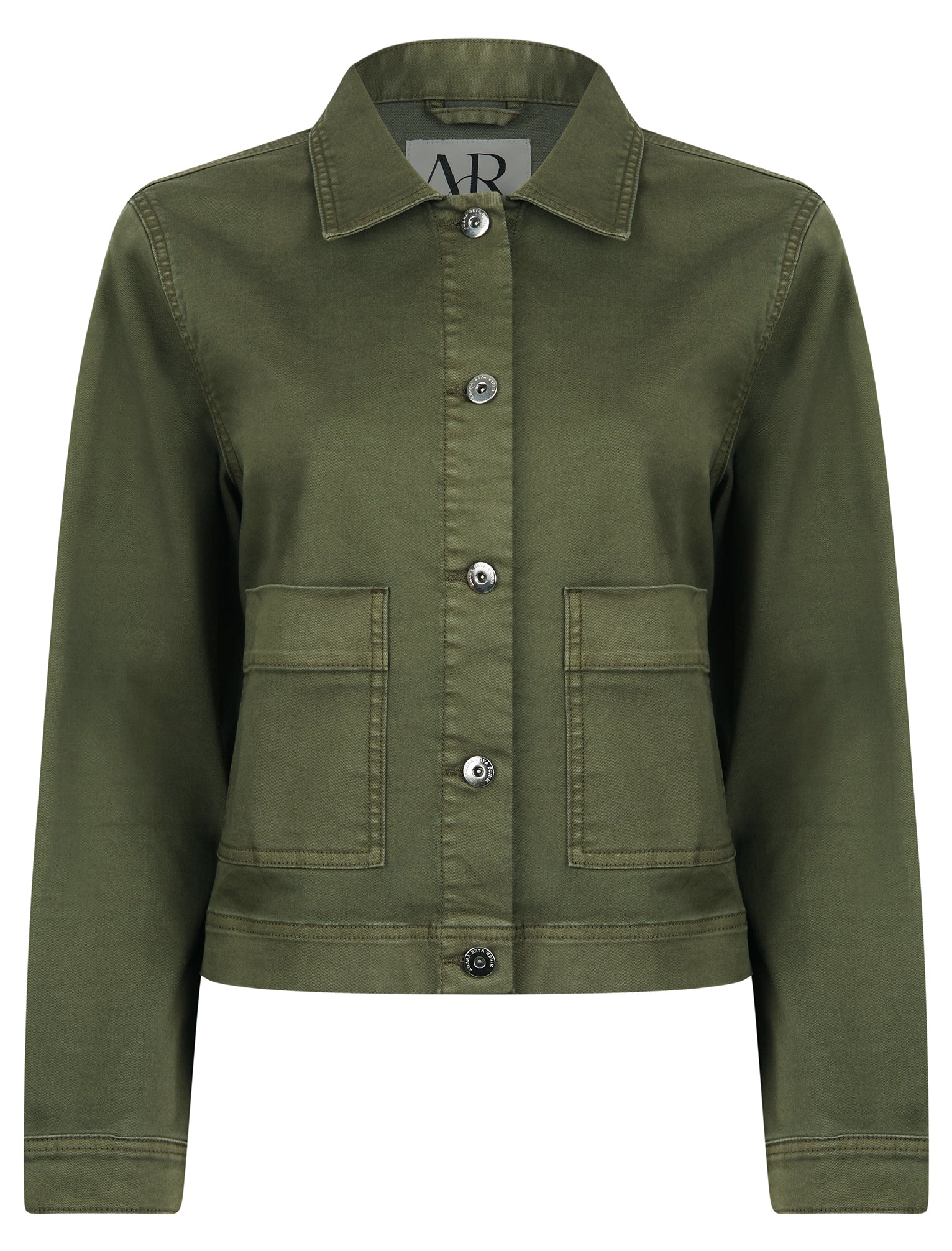 Coats / Jackets Reformer Women's Stretch Cotton Button Fasten Denim Jacket with Patch Pockets in Grape Leaf - Amara Reya / 12 - Tokyo Laundry