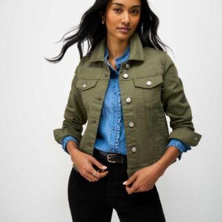 Crew Clothing Cotton Rich Denim Western Jacket Olive