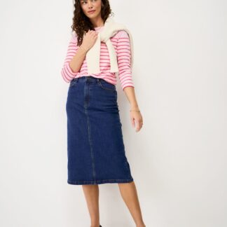 Crew Clothing Denim Midi Skirt Indigo