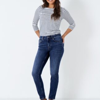 Crew Clothing Mid Rise Straight Leg Jeans Medium Blue