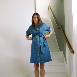 Denim Shirt-Like Dress, Maternity & Nursing Special stone