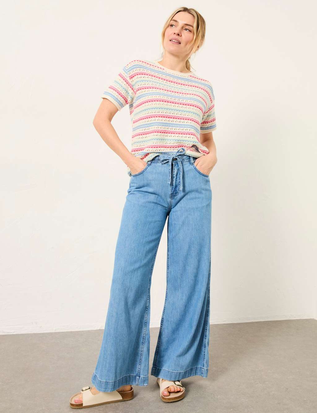 FatFace Mid Rise Wide Leg Jeans Blue Denim