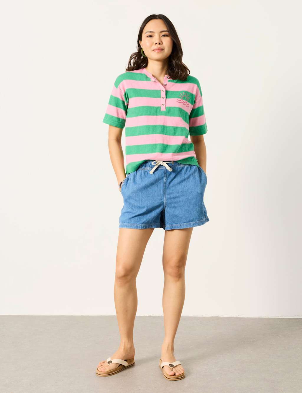 FatFace Pure Cotton Denim Shorts Blue