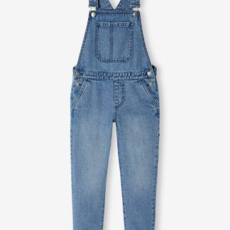 Fluid denim dungarees for boys stone