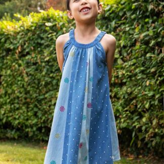 Frugi Denim Embroidered Dress (2-10 Yrs) Blue