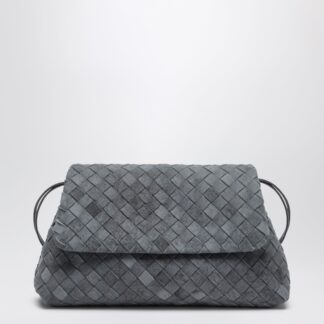 Giorno woven suede clutch in cloudy indigo