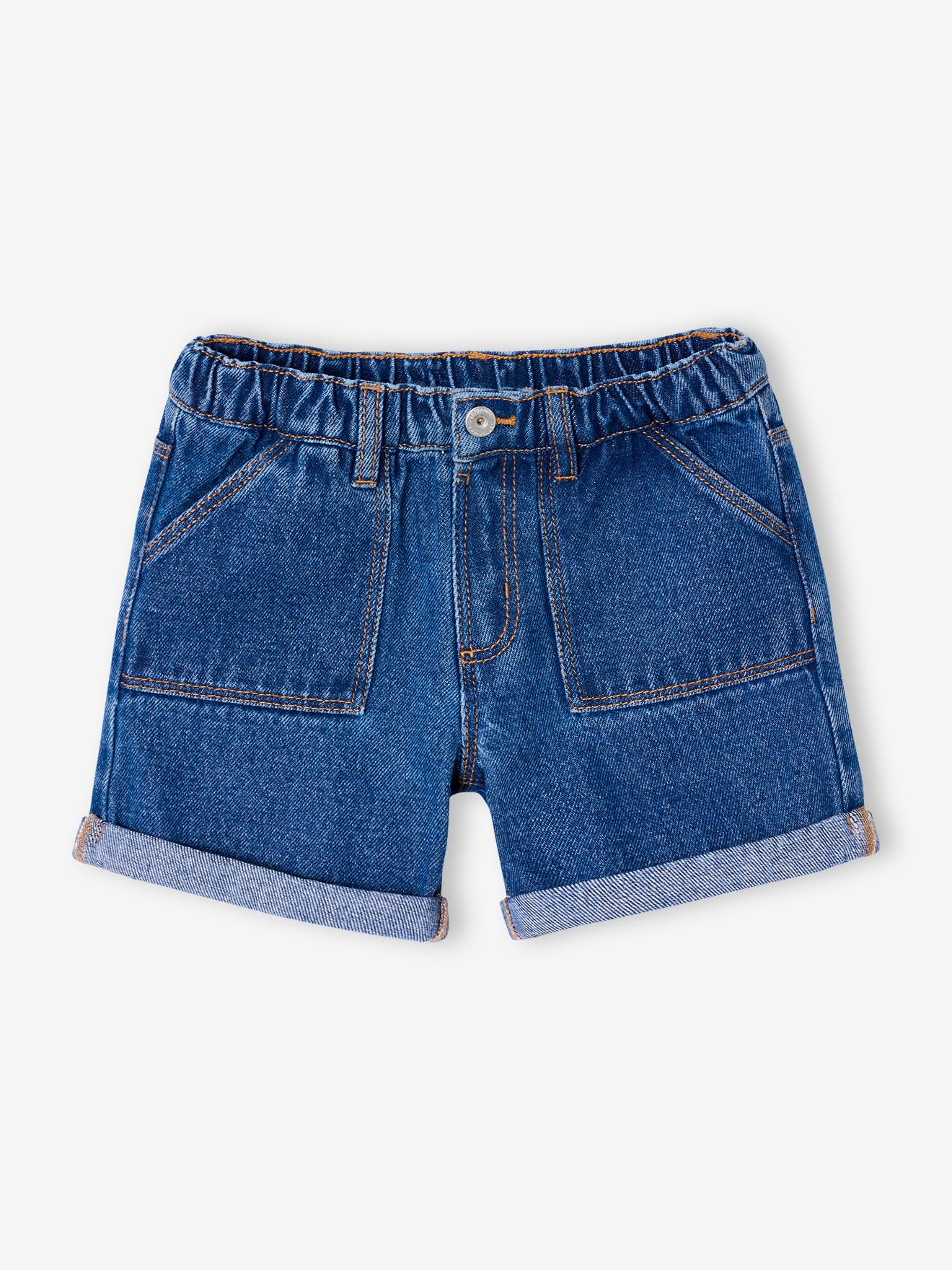 Girls' denim shorts - BASICS medium blue