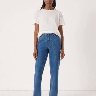 HUSH Mid Rise Straight Leg Jeans Mid Blue