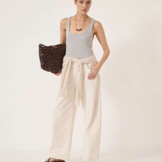 HUSH Striped Barrel Leg Jeans White Mix