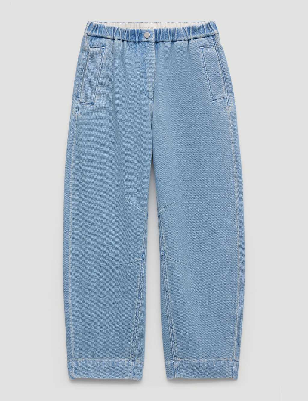 HUSH Supersoft Denim Barrel Turn Up Jeans Light Blue