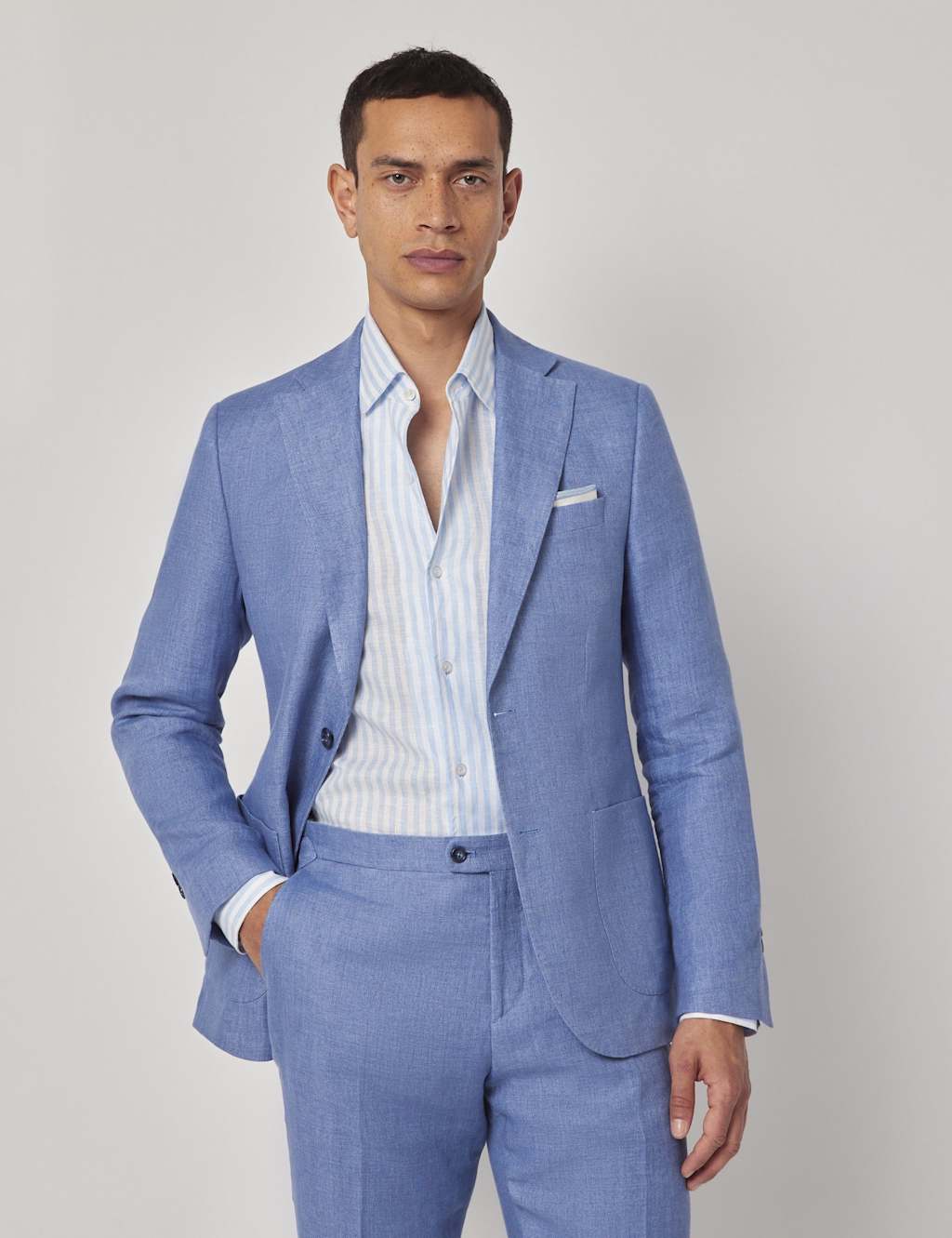 Hawes & Curtis Slim Fit Pure Linen Suit Jacket Denim
