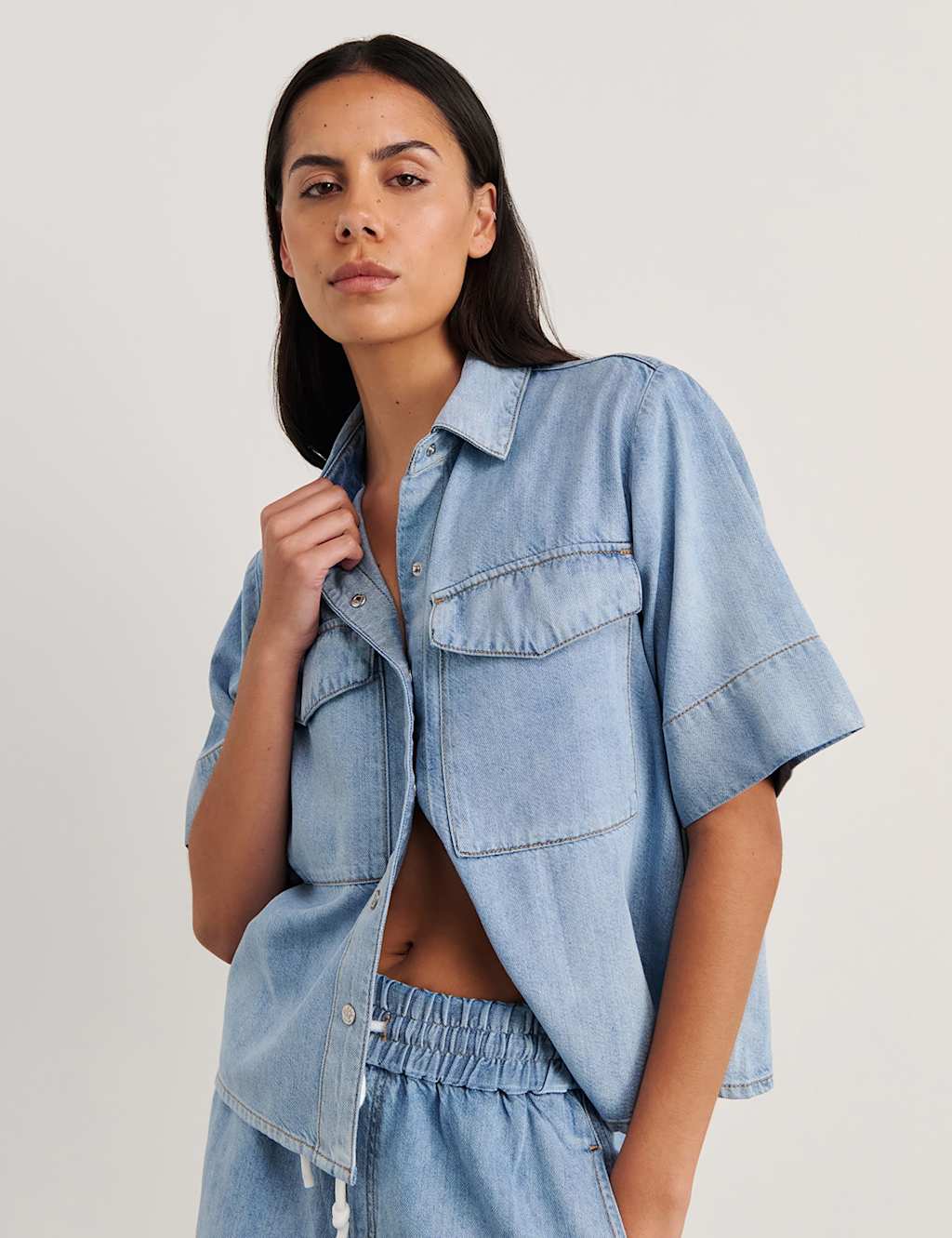 Jag Cotton Rich Denim Shirt Light Blue