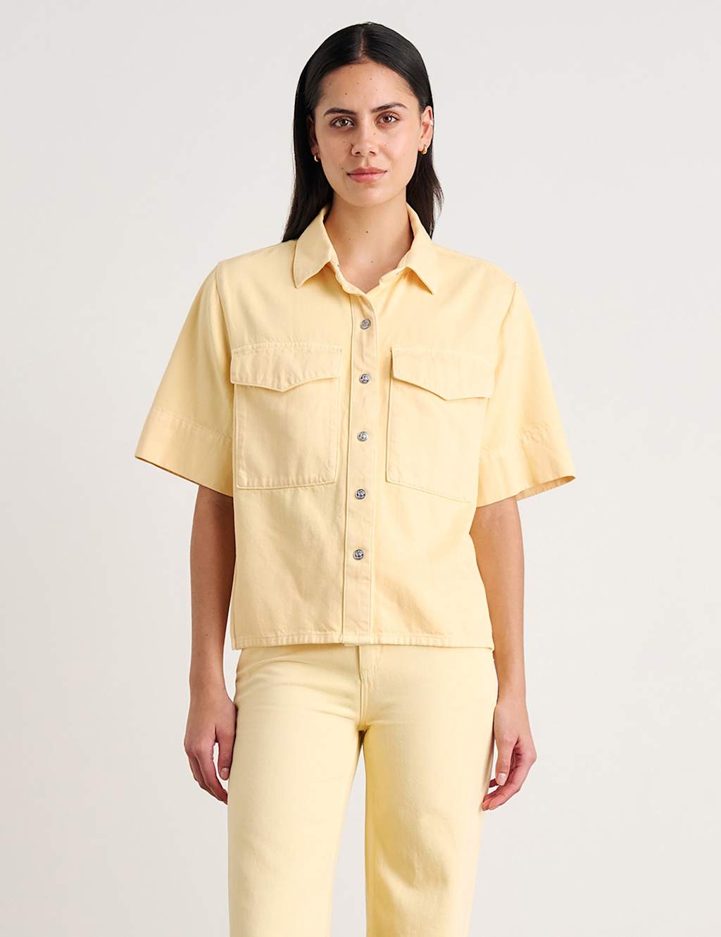 Jag Cotton Rich Denim Shirt Yellow