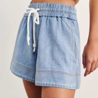 Jag Denim High Waisted Drawstring Shorts Light Blue