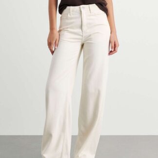Jag Mid Rise Straight Wide Leg Jeans Cream