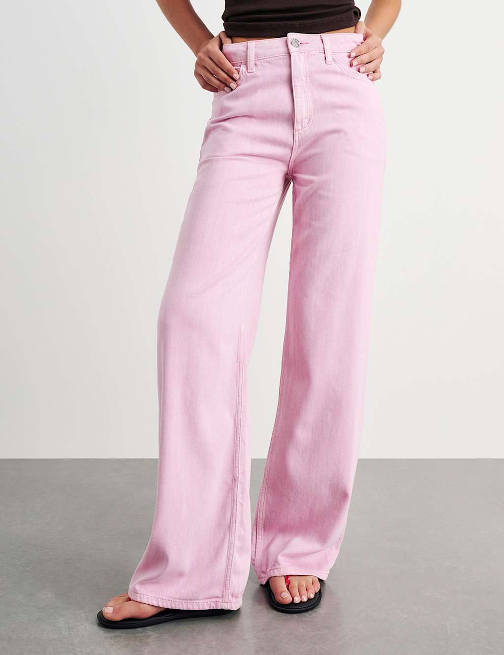 Jag Mid Rise Straight Wide Leg Jeans Light Pink