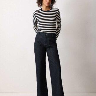 Jigsaw High Waisted Patch Pocket Wide Leg Jeans Indigo