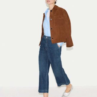 Jigsaw High Waisted Wide Leg Ankle Grazer Jeans Blue Denim