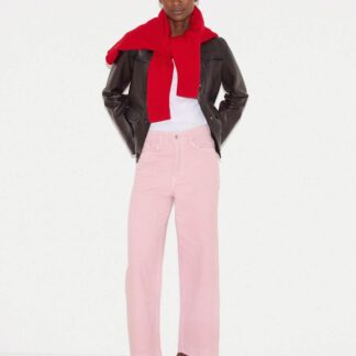 Jigsaw High Waisted Wide Leg Ankle Grazer Jeans Light Pink