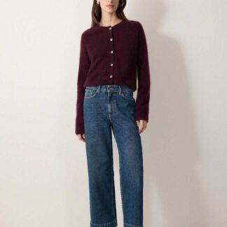 Jigsaw High Waisted Wide Leg Ankle Grazer Jeans Mid Blue