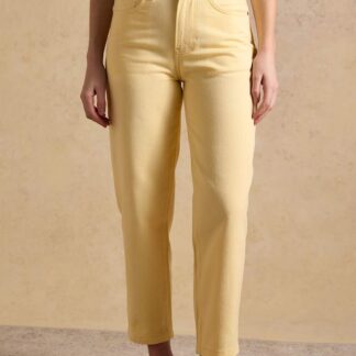 Joules Relaxed Mid Rise Barrel Jeans Yellow