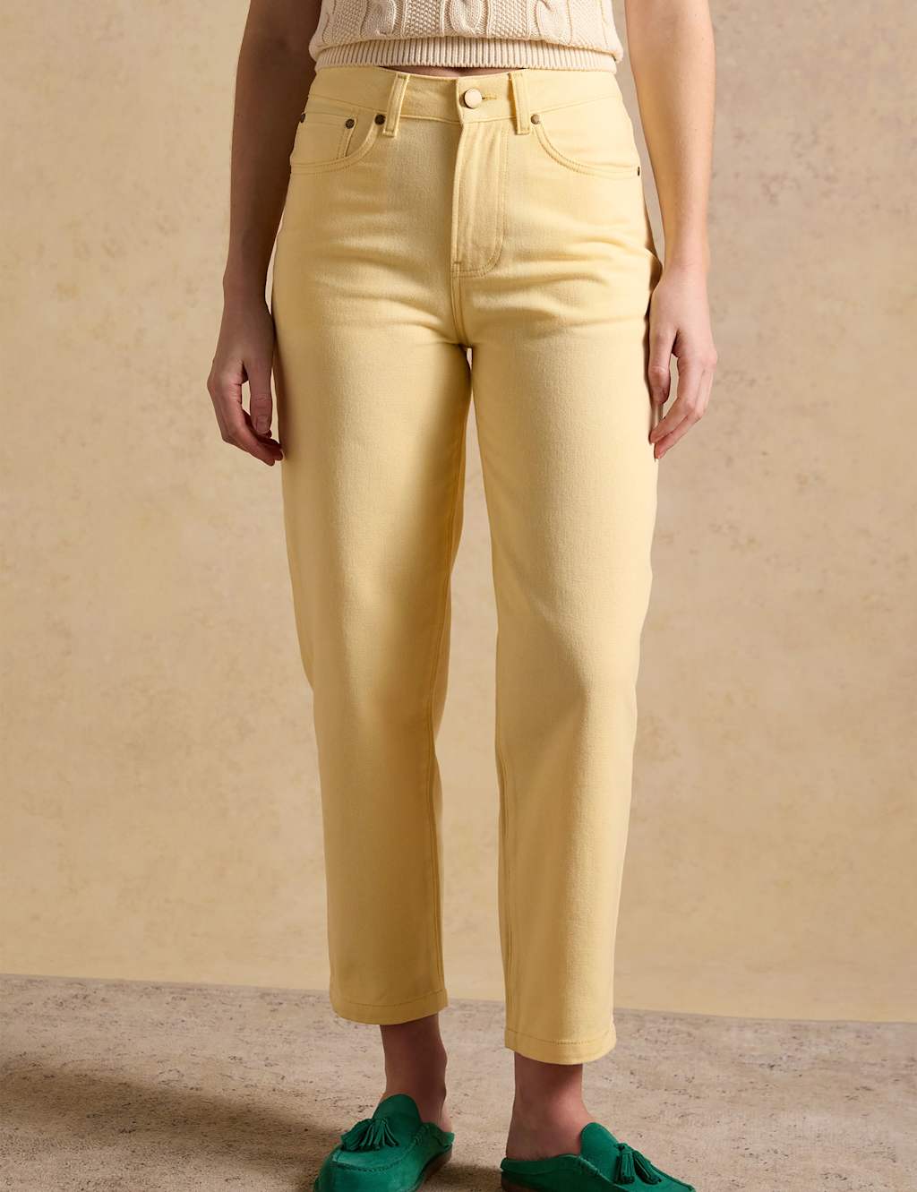 Joules Relaxed Mid Rise Barrel Jeans Yellow
