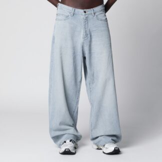 Light blue wide-leg denim jeans