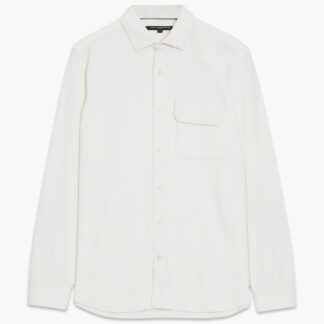 Long Sleeve Soft Line Pocket Shirt Ecru