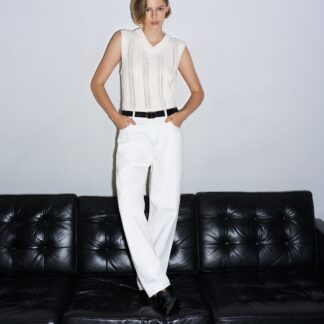 Loren Twill Denim Barrel Leg Jeans Arctic White