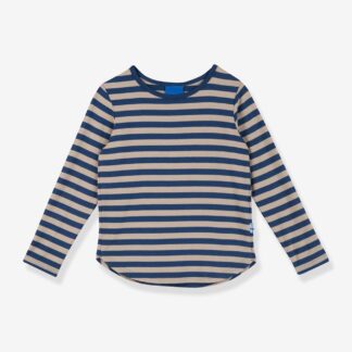 MERISILLI Striped Long Sleeve T-Shirt for Girls, FINKID denim blue