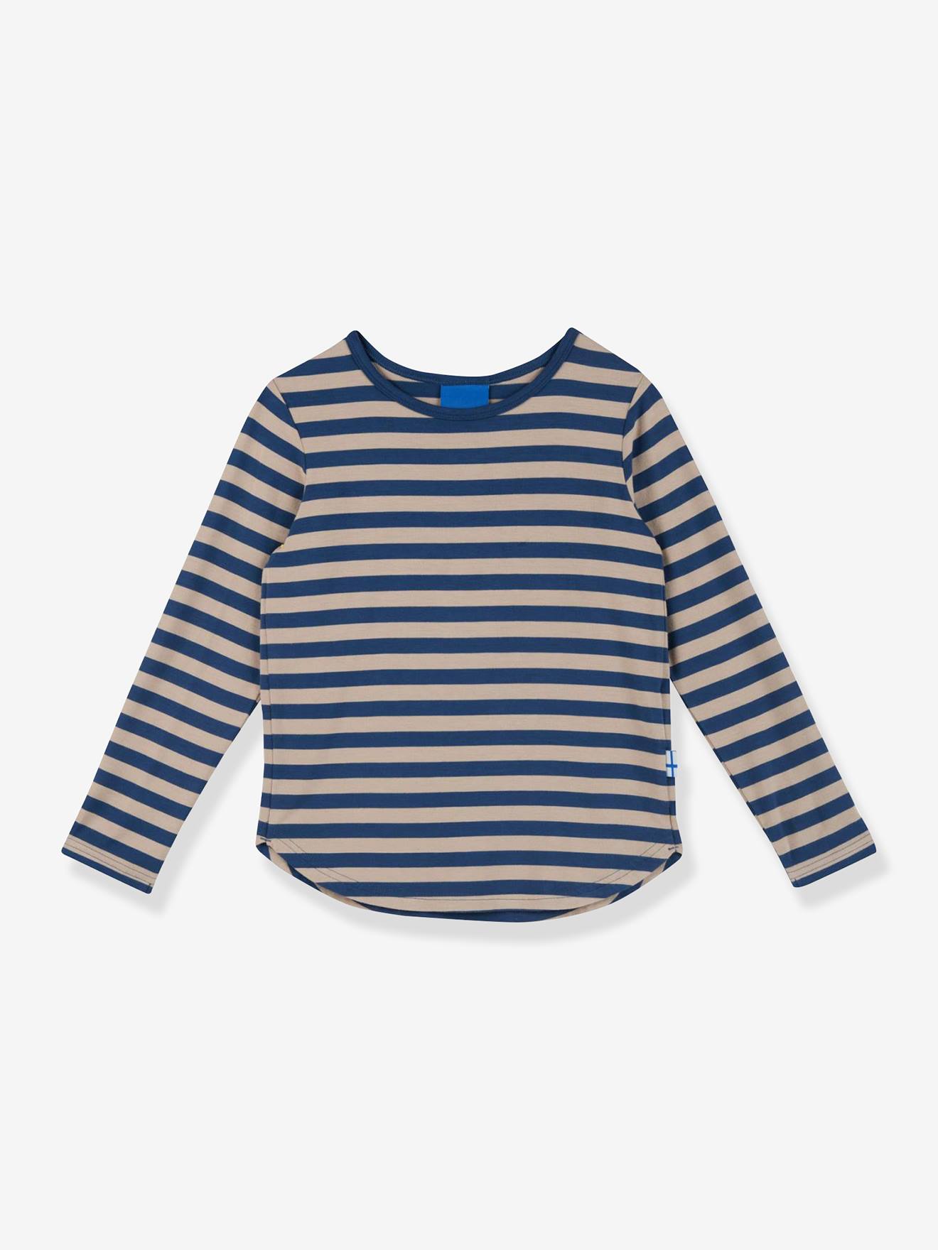 MERISILLI Striped Long Sleeve T-Shirt for Girls, FINKID denim blue