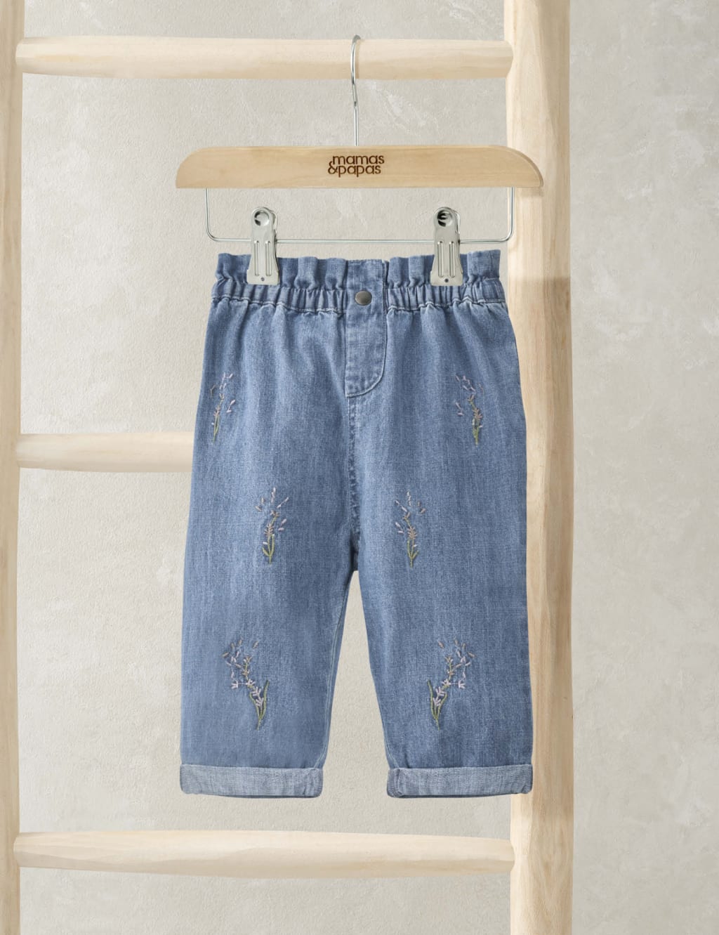Mamas & Papas Denim Lavender Embroidered Jeans (0 Mths-3 Yrs) Blue Mix