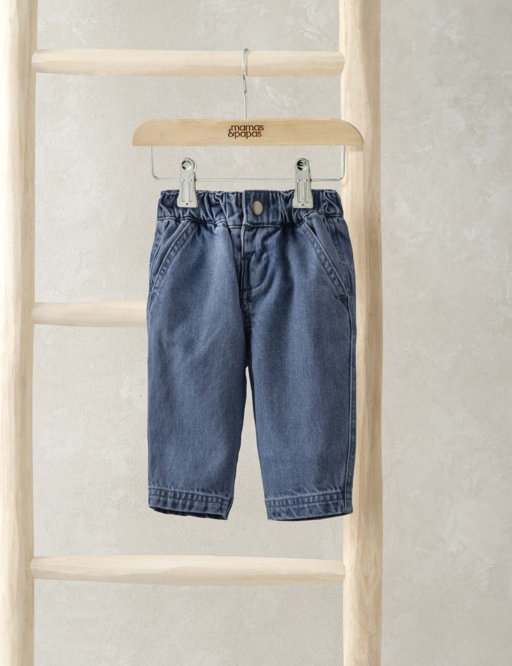 Mamas & Papas Pure Cotton Elasticated Waist Jeans (0-3 Yrs) Blue