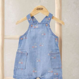 Mamas & Papas Pure Cotton Patterned Dungarees (0-3 Years) Blue