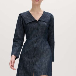 M&S Denim Sailor Collar Mini Dress with Linen Blue