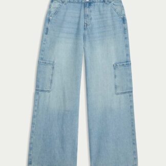 M&S Denim Wide Leg Cargo Jeans (6-16 Yrs) Denim