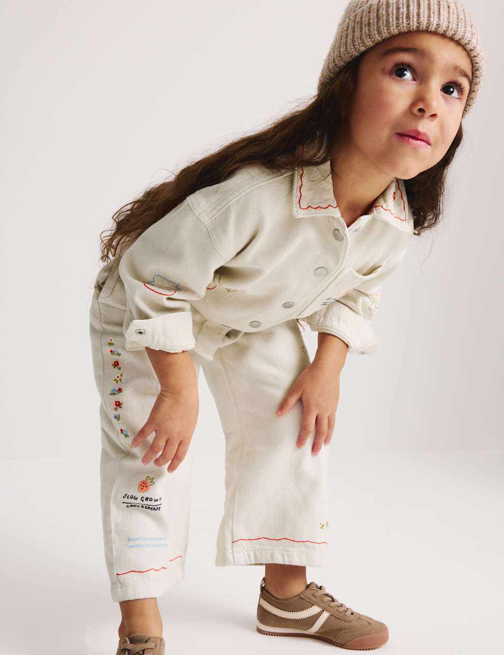 M&S Embroidered Denim Jacket (1-8 Yrs) Ecru Mix