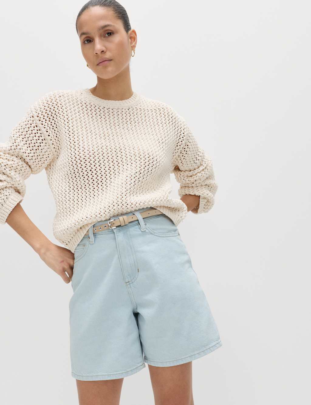M&S Pure Cotton Denim Classic Shorts Light Indigo Mix