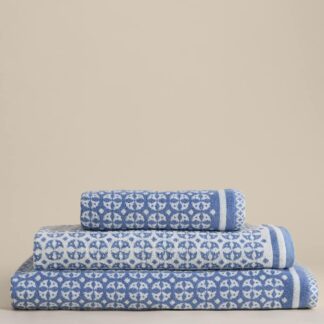 M&S Pure Cotton Geometric Circle Towel Denim