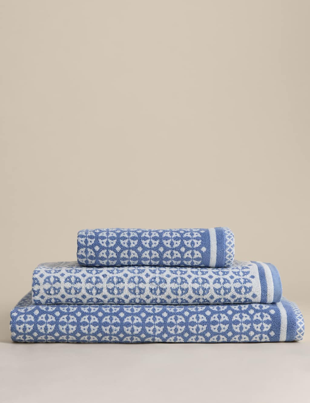 M&S Pure Cotton Geometric Circle Towel Denim