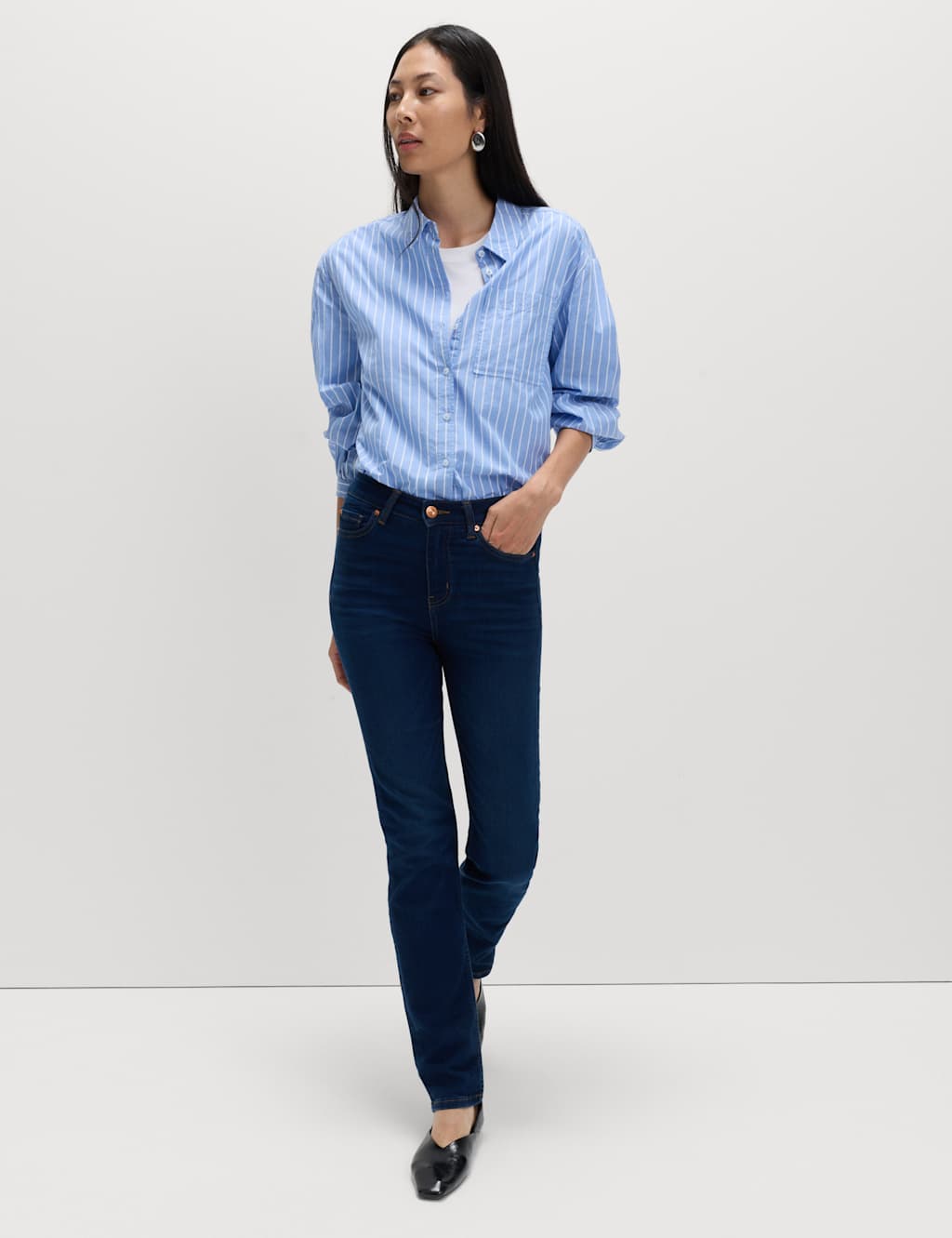 M&S Sienna Straight Leg Jeans Dark Blue Denim