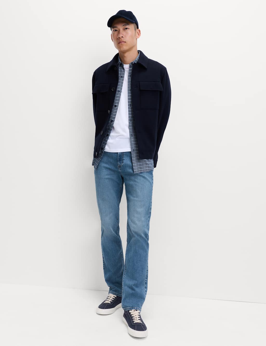 M&S Straight Fit Stretch Jeans Slate Blue