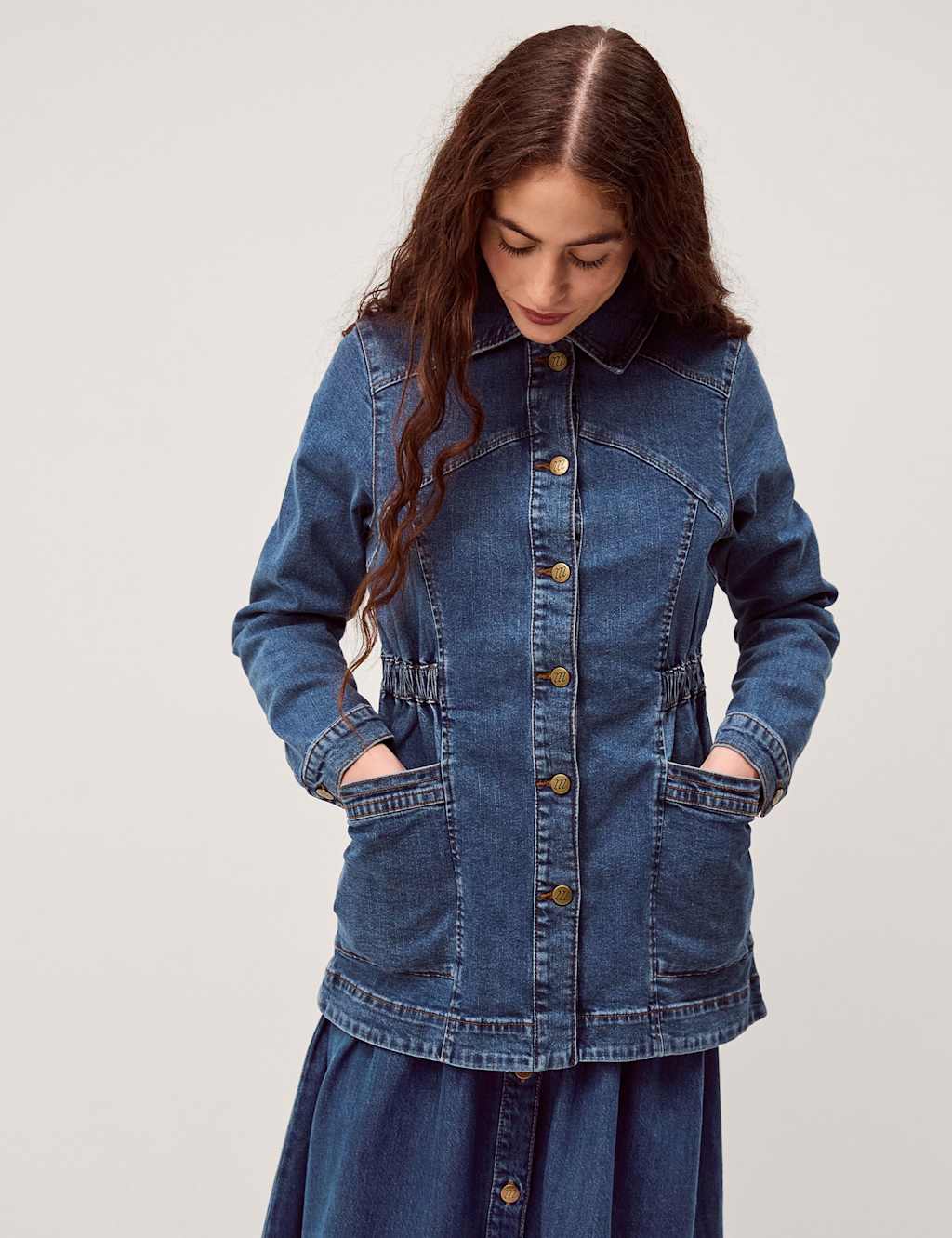 Monsoon Denim Collared Jacket Blue