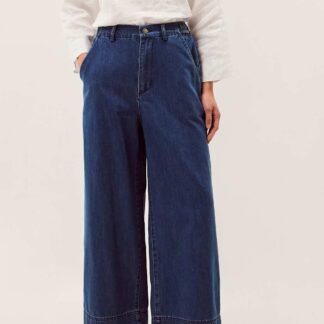 Monsoon Elasticated Mid Rise Wide Leg Jeans Blue