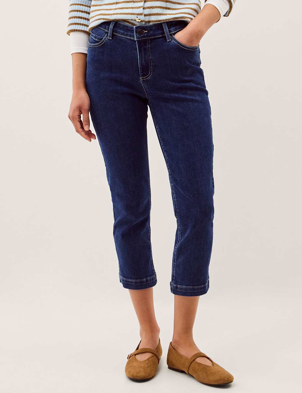 Monsoon Mid Rise Cropped Jeans Indigo