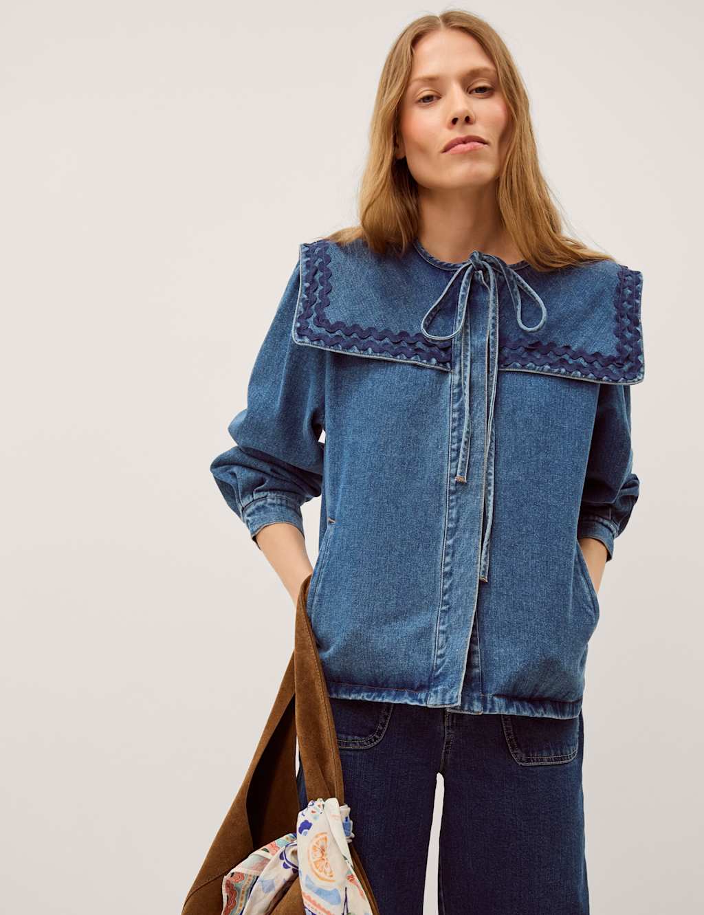 Monsoon Pure Cotton Denim Collared Jacket Blue
